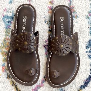 EUC Bernardo handcrafted brown leather sandals